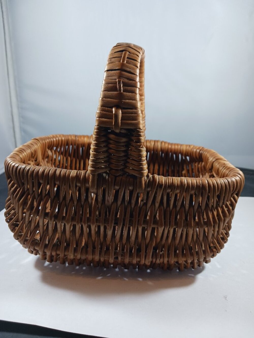 Vintage Mini Wicker Basket with Handle Farmhouse Primitive Style Decor